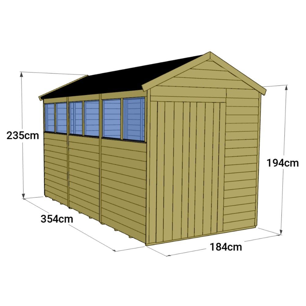 wooden garden shed in 12ft x 6ft