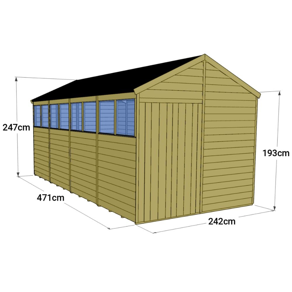 8ft x 16ft wooden apex shed