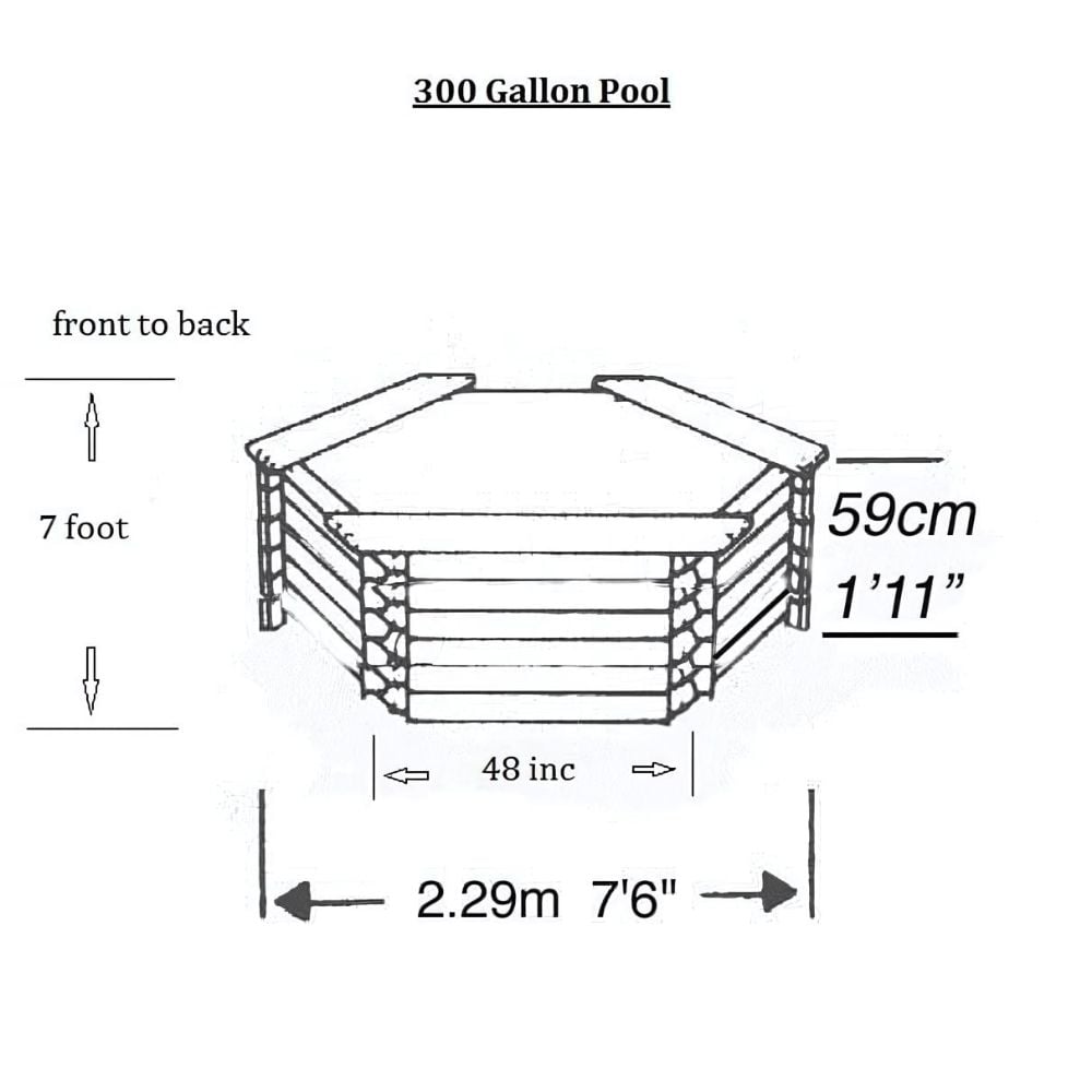 dimensions of the 300 gallon patio pond