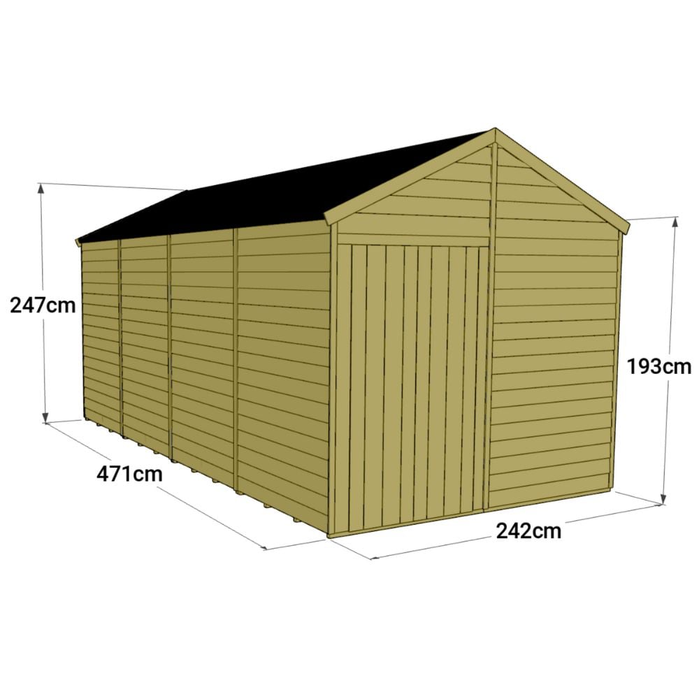 8ft x 16ft wooden shed with dimensions