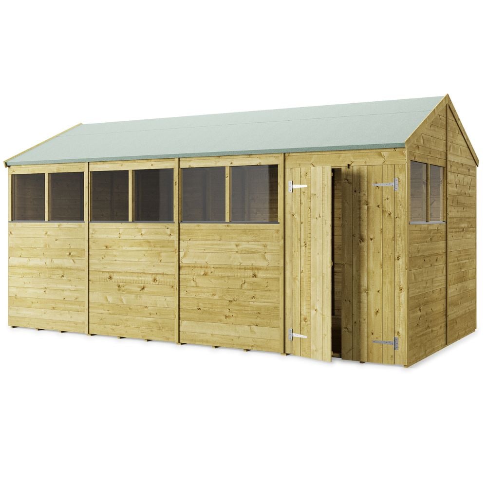 8ft x 16ft shed with apex roof and windows