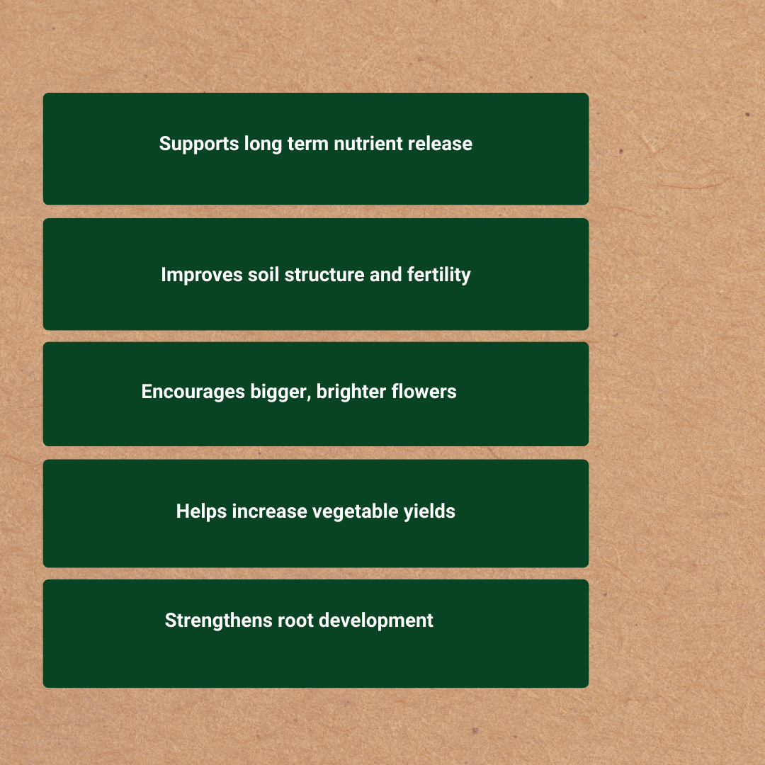 List of benefits of Gardening Naturally none meal on a brown background