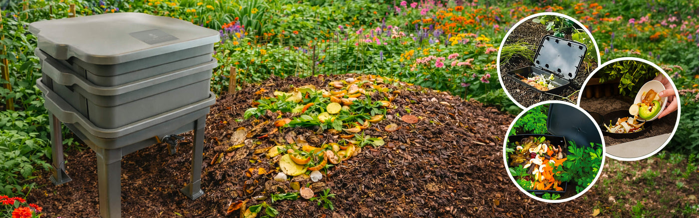 worm composting banner with worm farm