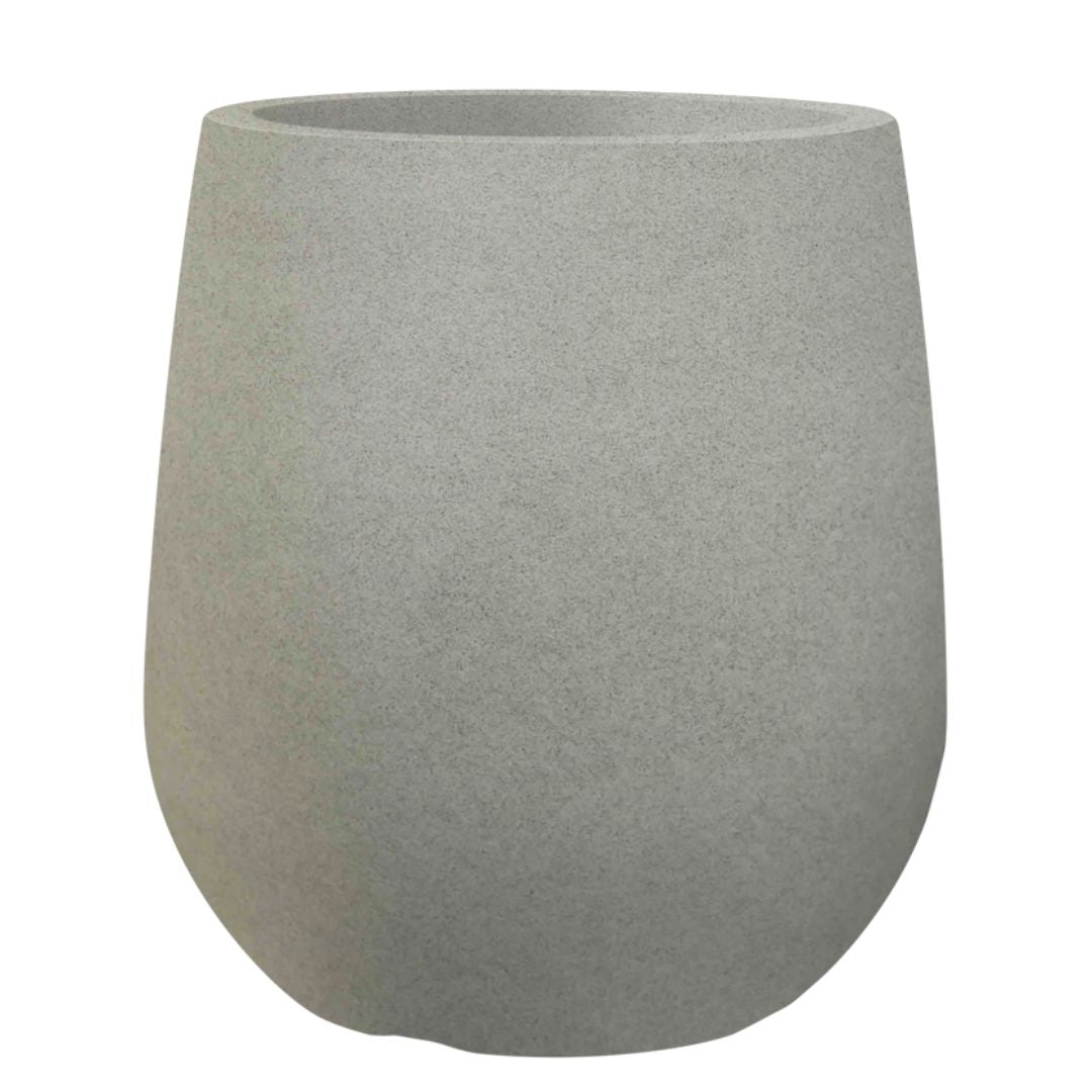 Gray textured plant pot on a white background