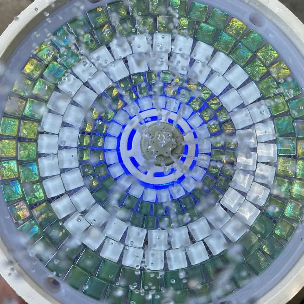 Verdigris mosaic base for a hydria water fountain