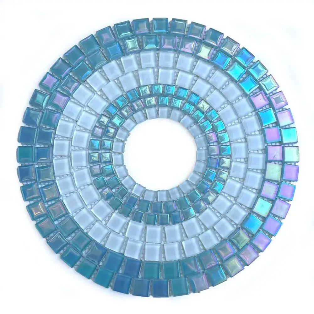 Light blue mosaic water fountain mosaic base