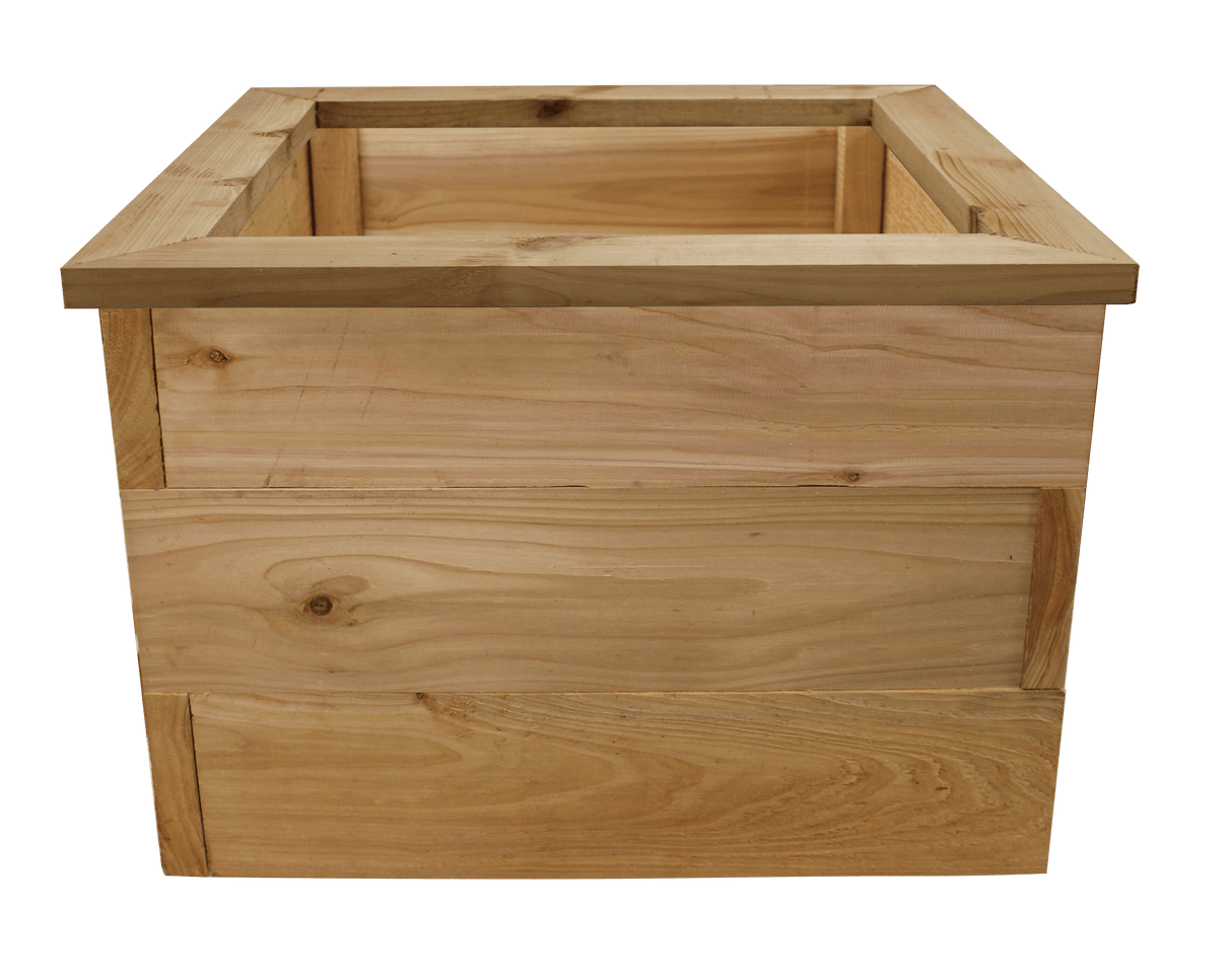 Wooden planter bed square empty inside