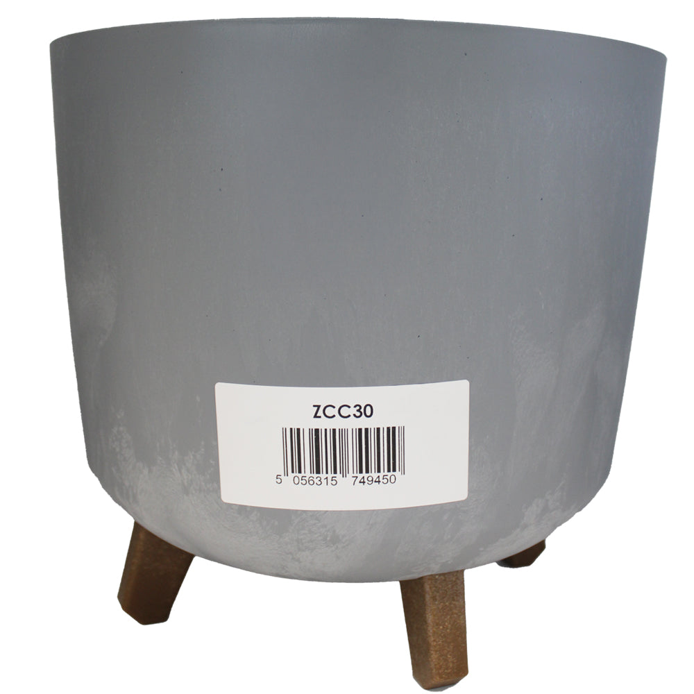 Grey concrete colour plant pot on wood effect legs