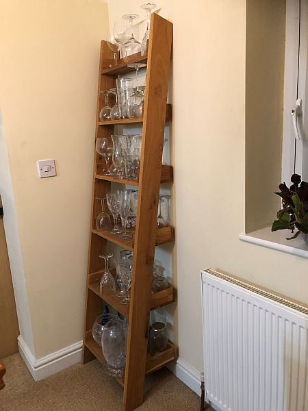 Aldsworth ladder shelf with glasses on in house