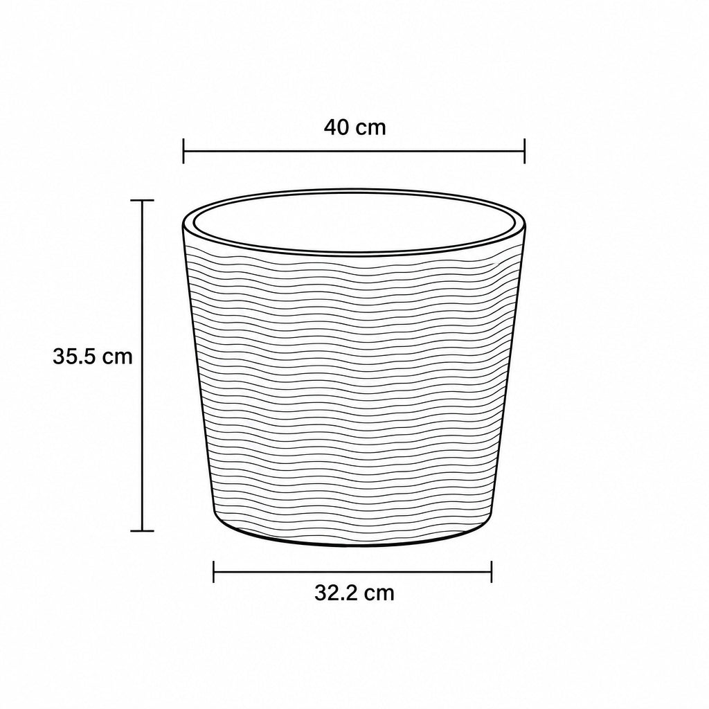 Measurement chart of a cylindrical pot with dimensions labeled