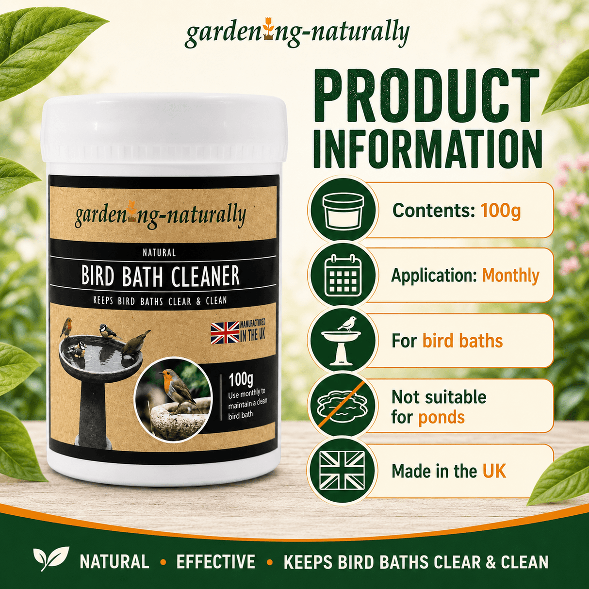Bird Bath Cleaner - Natural 100g