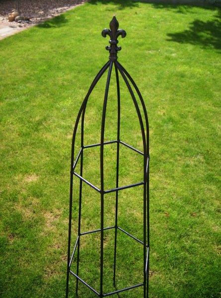 A black gothic garden obelisk made from solid steel