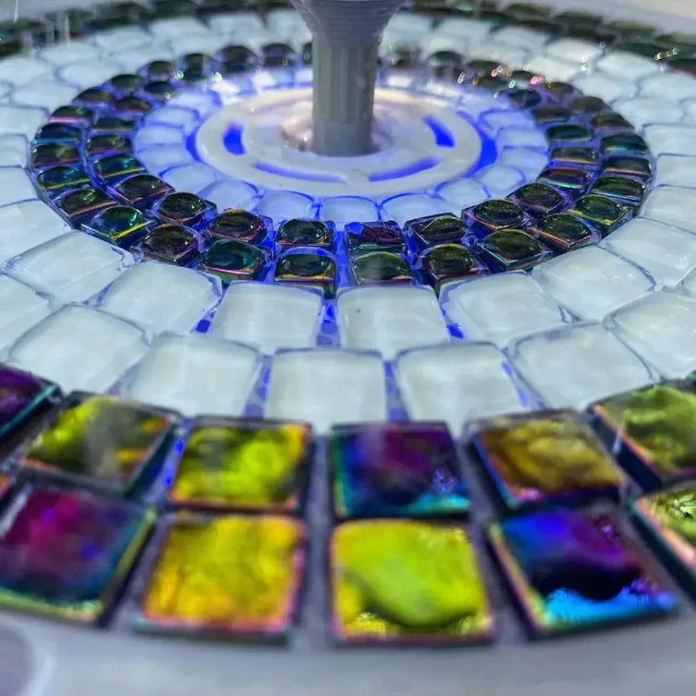 Close up of Bronze mosaic water fountain