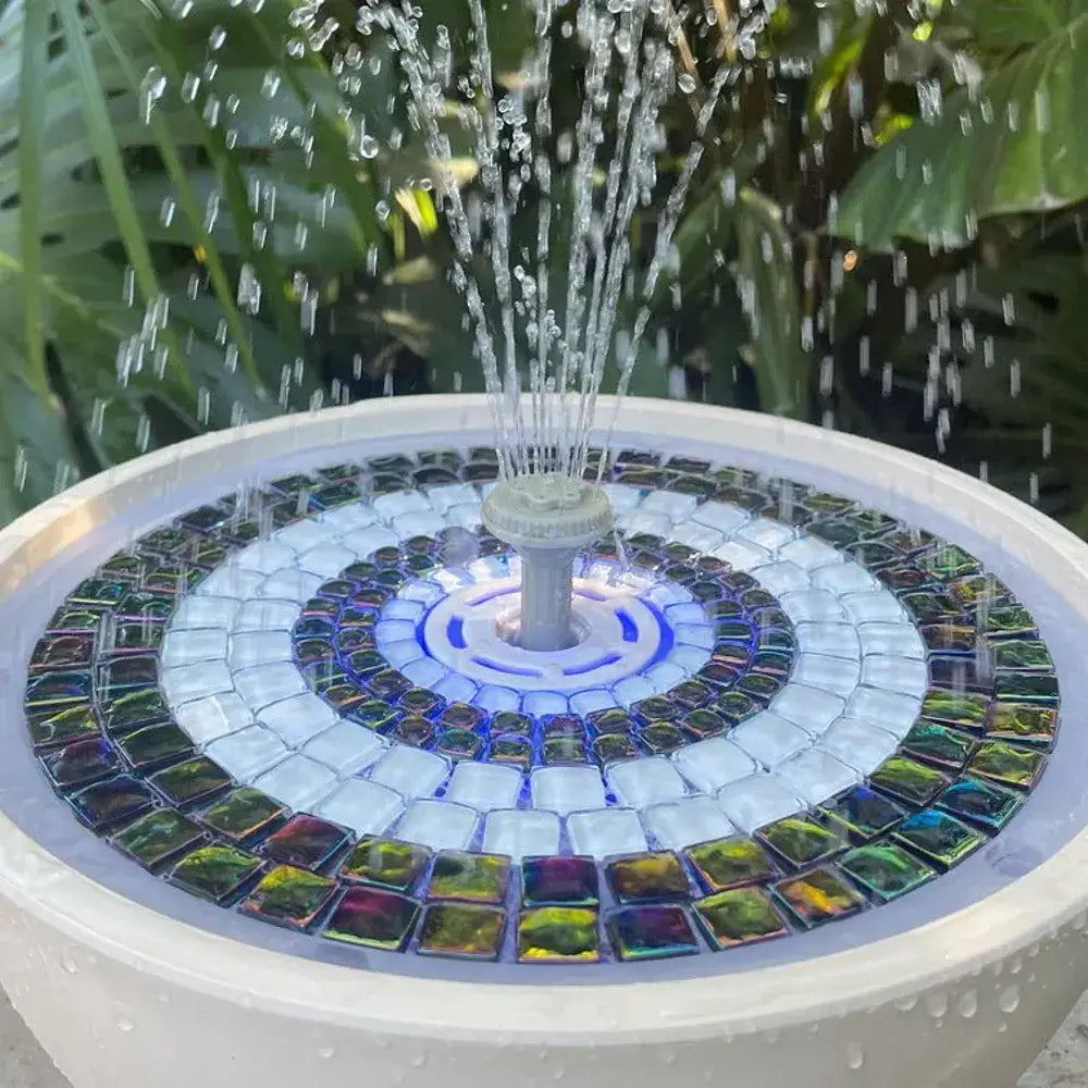Mosaic water fountain in use