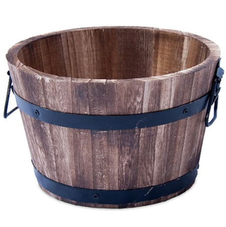 Burnt Wood  half Barrell planter