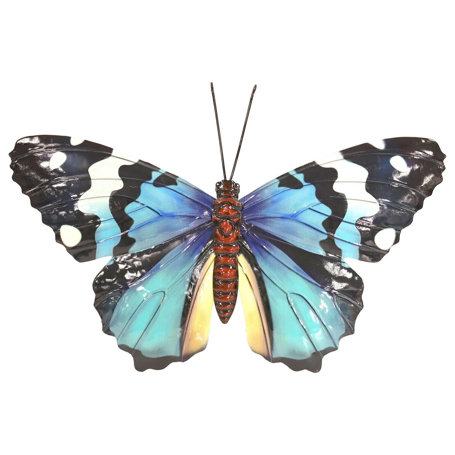 A Blue butterfly in different colors, with one in blue, one in orange