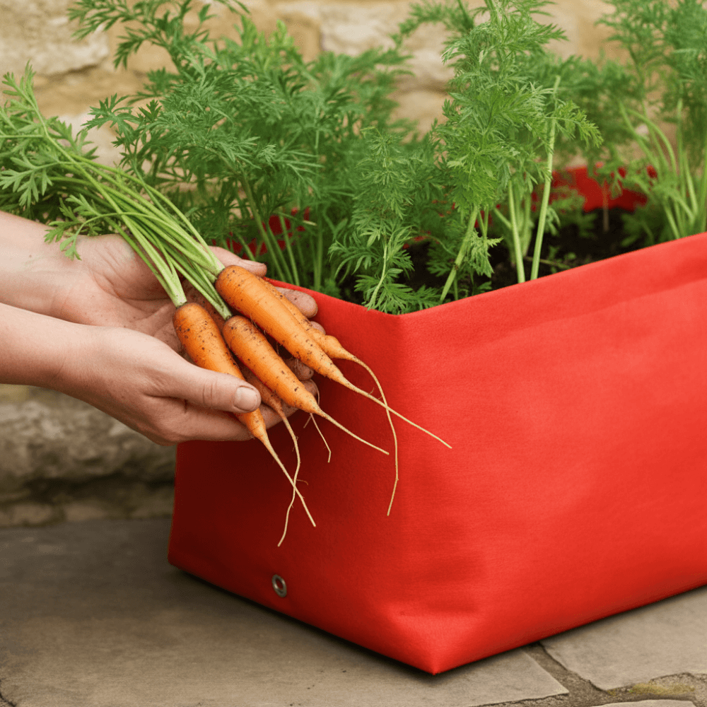the carrot planter being used
