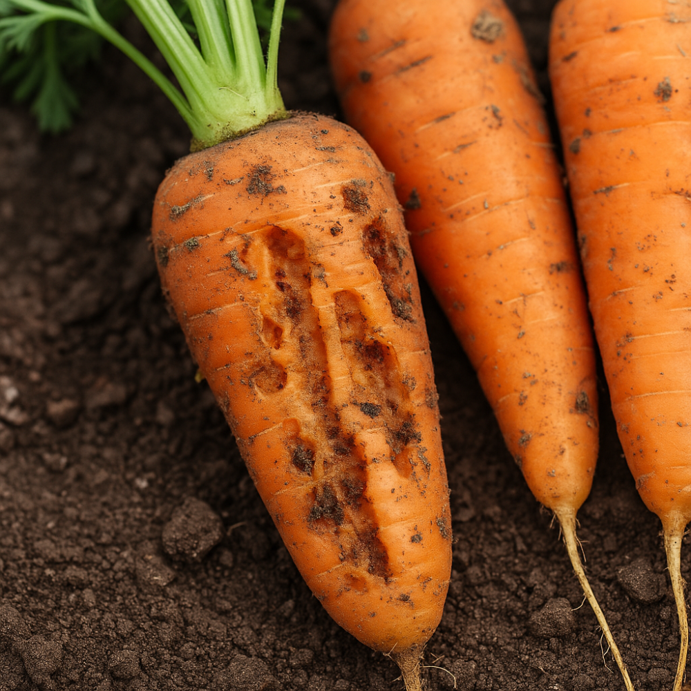 damage from carrot roof fly