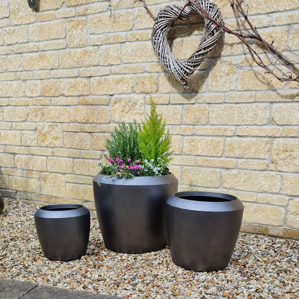 castille antique pewter garden planter