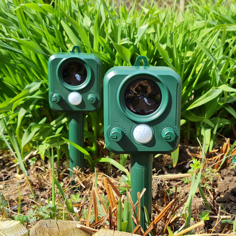twin pack cat repeller in garden