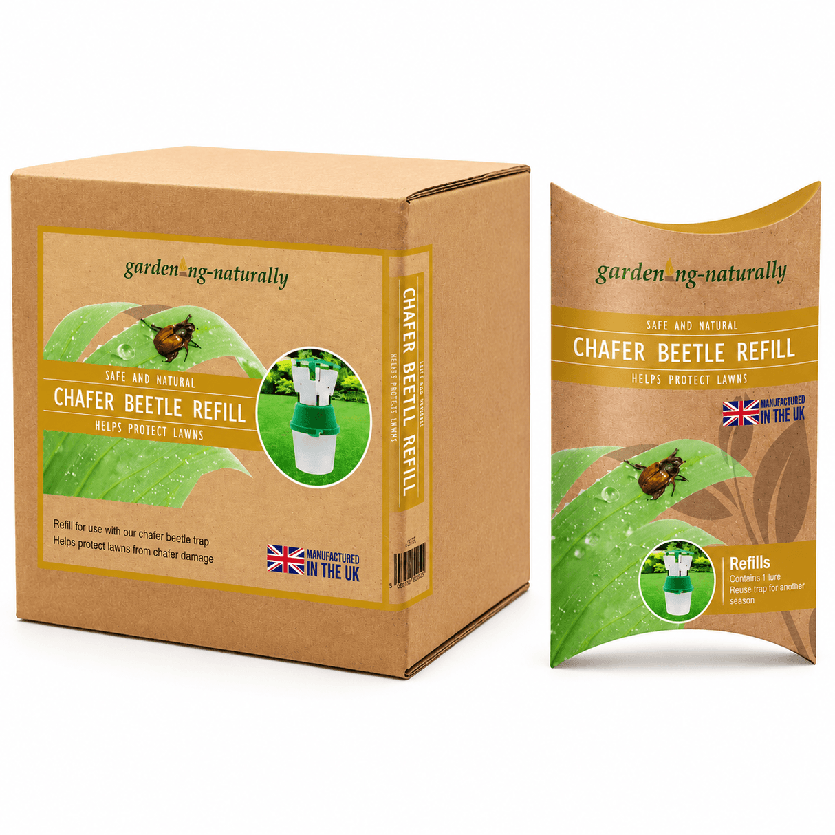 Garden Naturally chafer beetle refill packaging on a white background