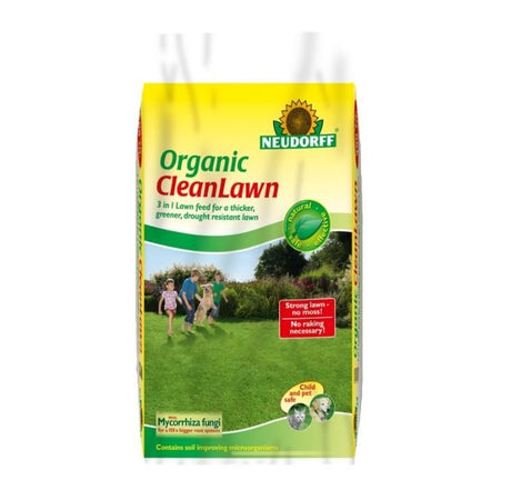 A package of Neudorff Organic Clean Lawn treatment