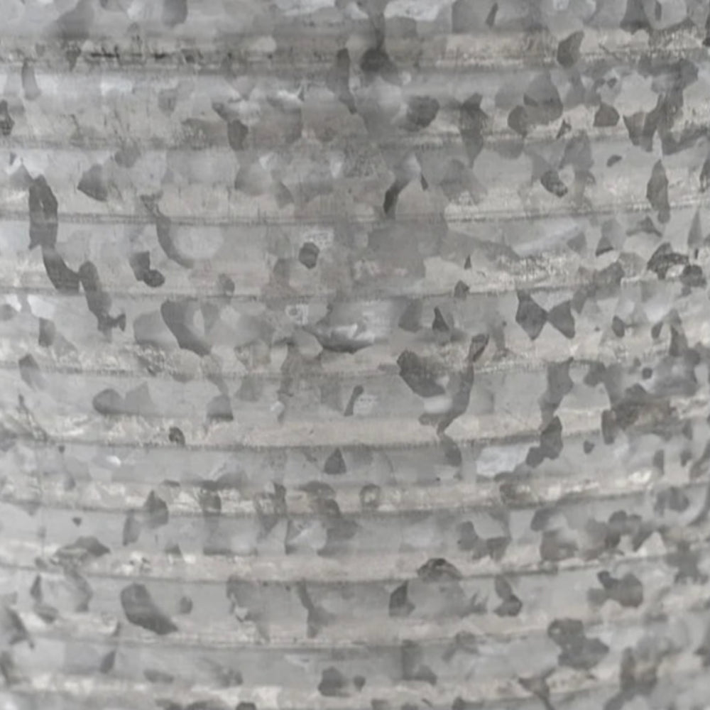 ribbed galvanised vase close up