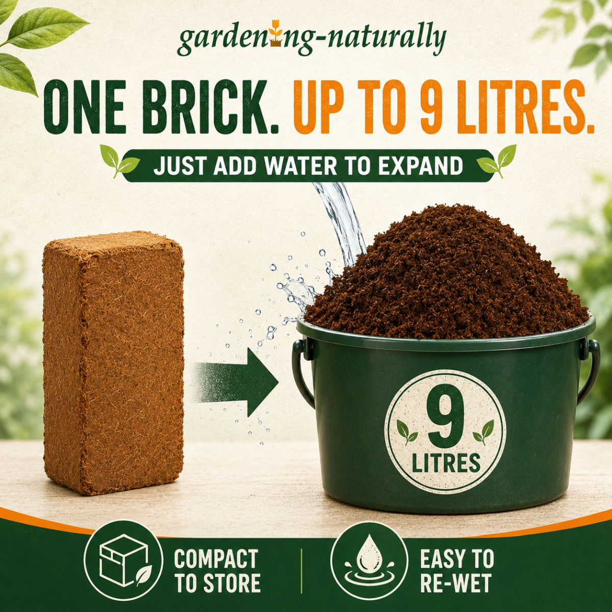 Coco Coir Brick Pair - Creates 18 Litres of Compost