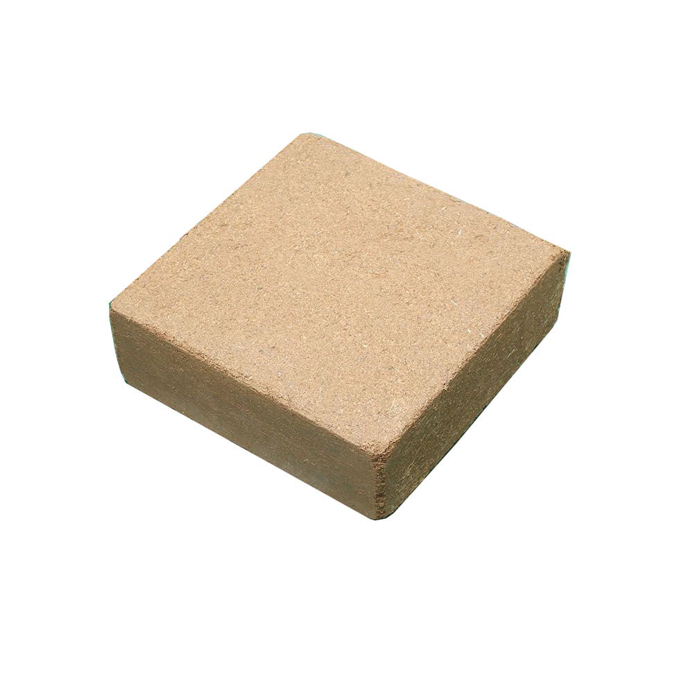 A beige coir compost block