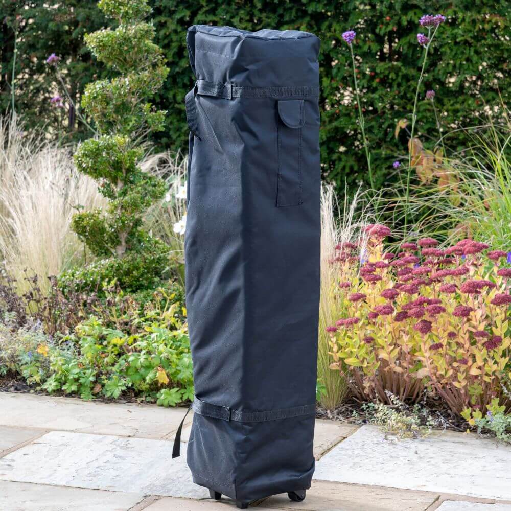 grey garden gazebo folded with cover