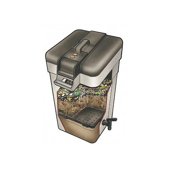 compost wormery bin showing contents