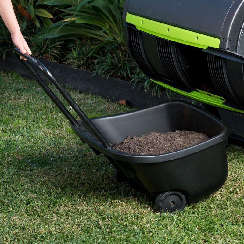 composting cart with soil in the garden