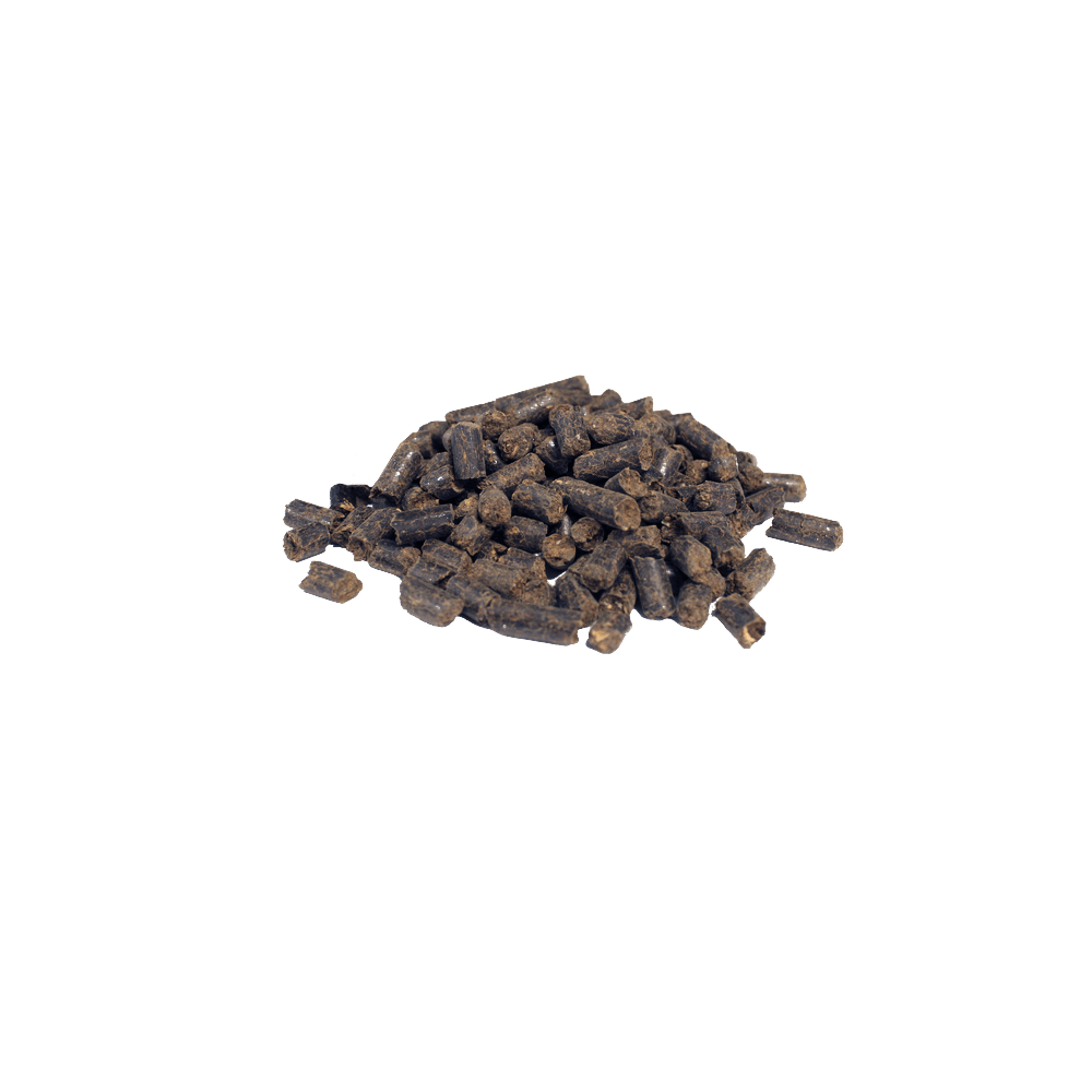 Small pile brown chicken manure pellets