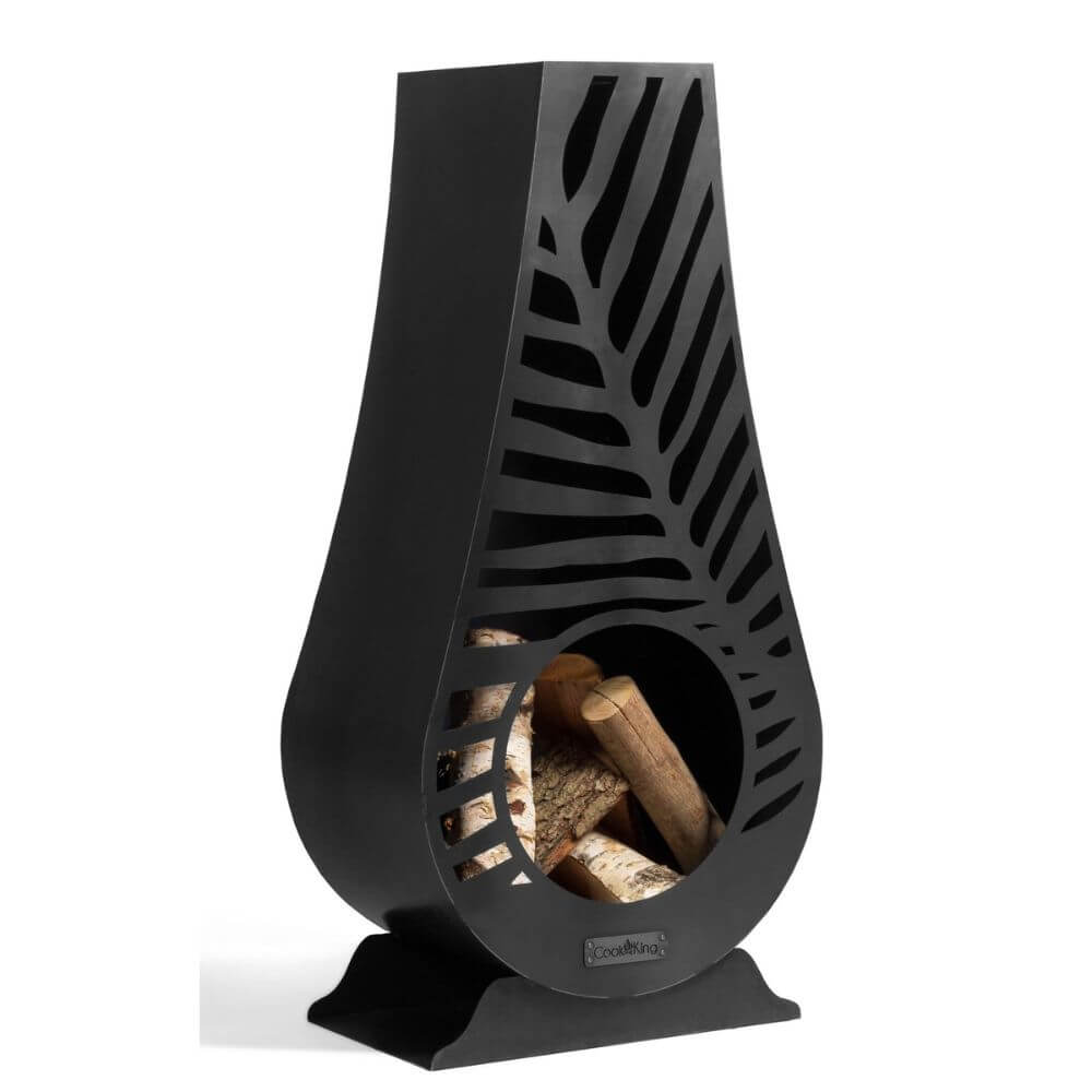 Cook King Garden Chimnea with logs inside