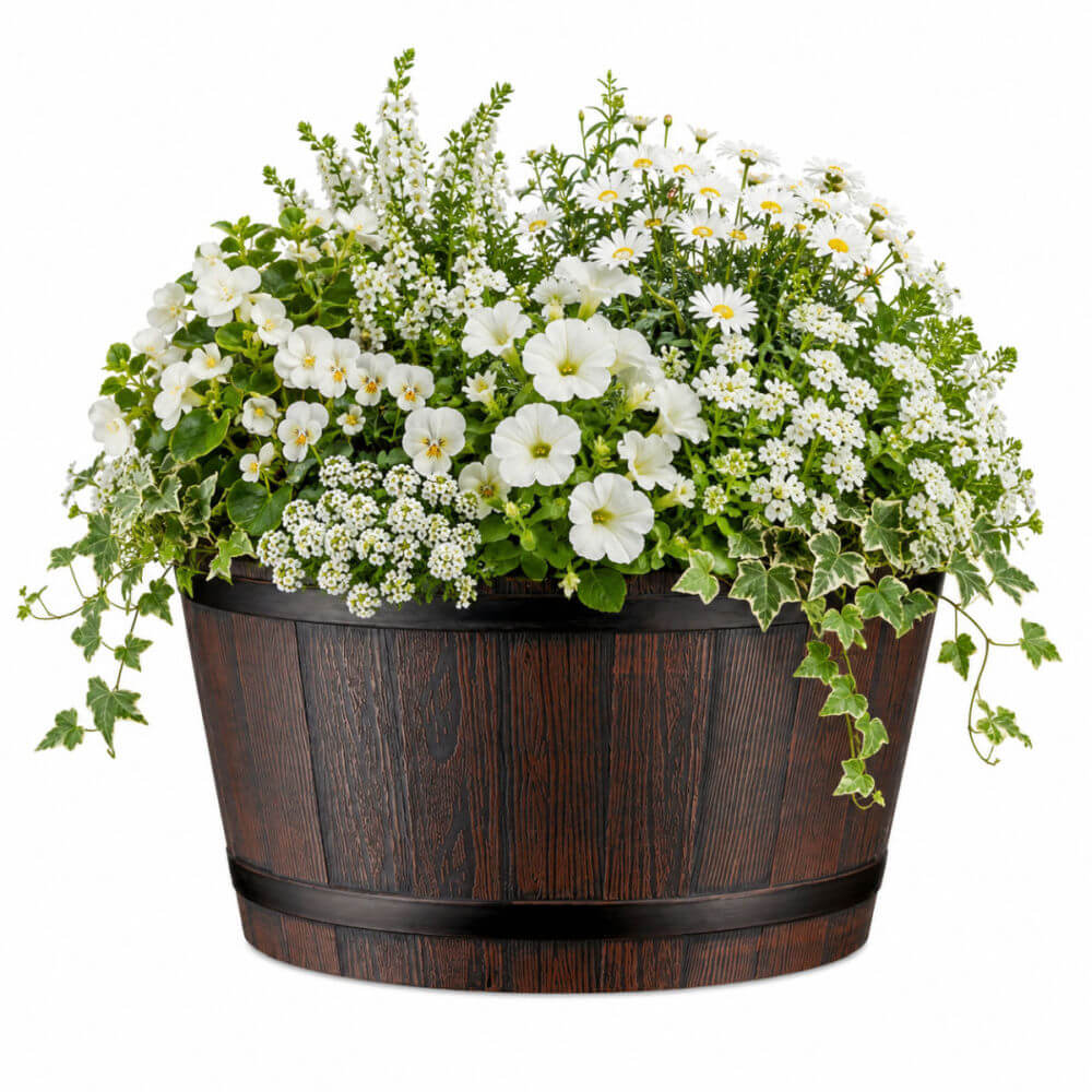 Wooden Barrel Effect Pots by Flowersea