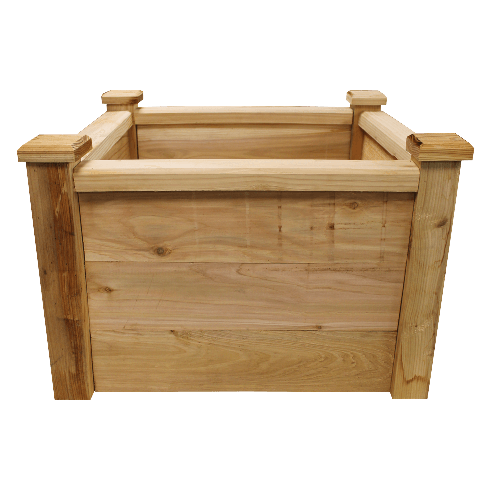 Cedar raised bed for garden on a transparent background