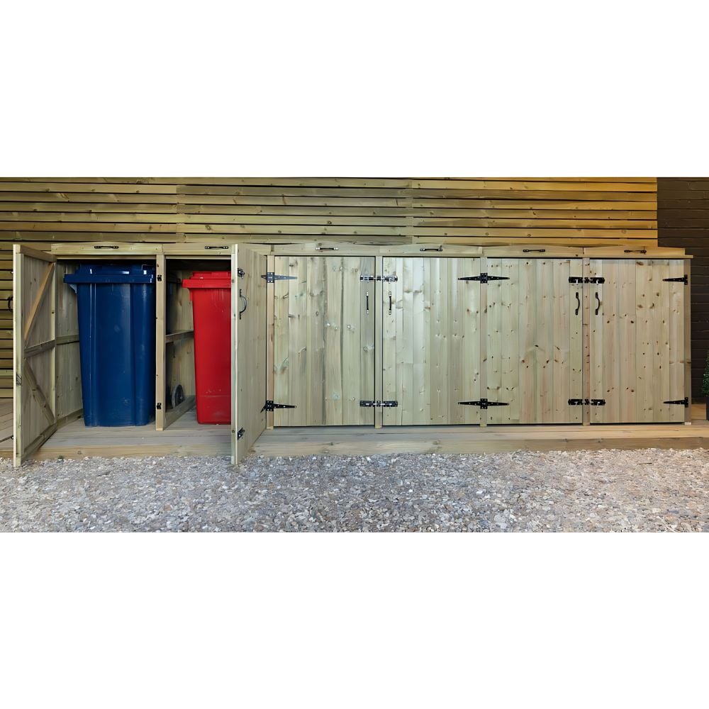 triple bin storage cupboards with double centre swinging doors