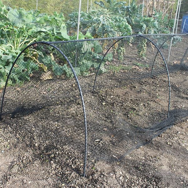 A black PVC garden hoop structure