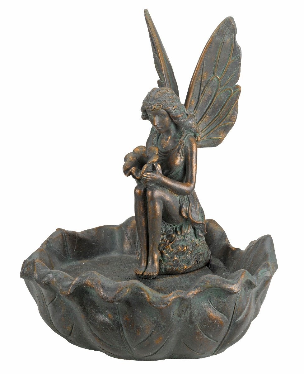 fairy fountain ornament on white background