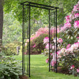 flat top metal arch in garden