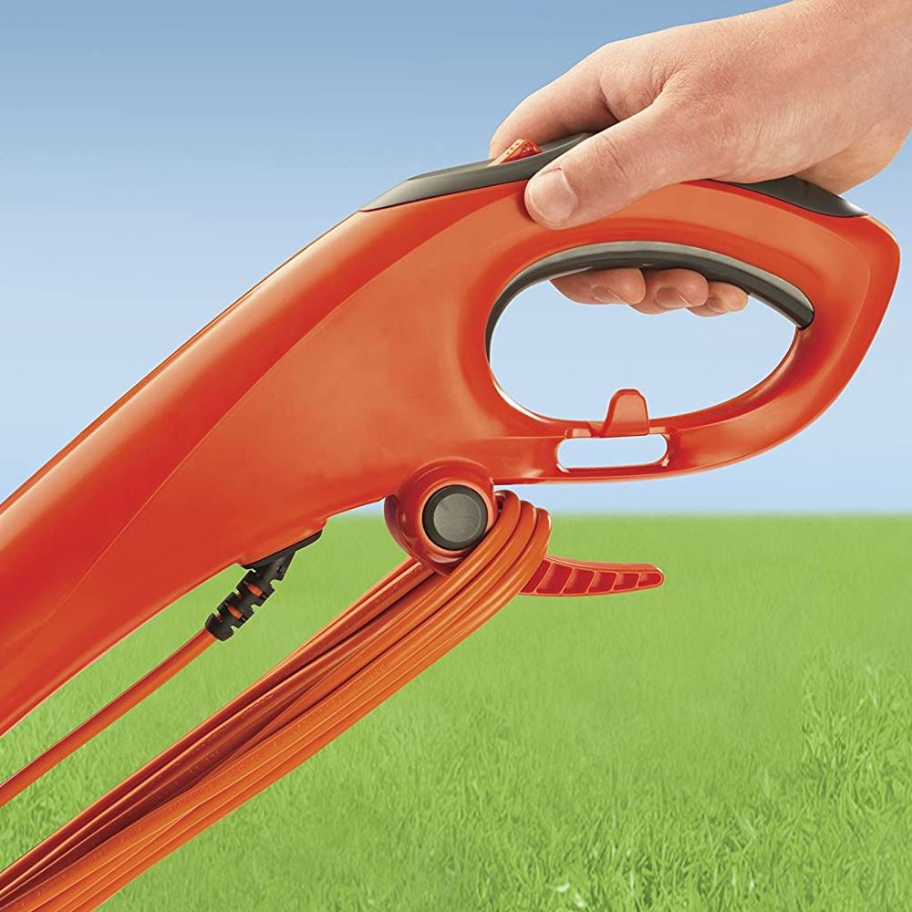 electric strimmer showing cables