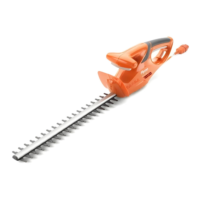 flymo hedge trimmer on blank background orange handle