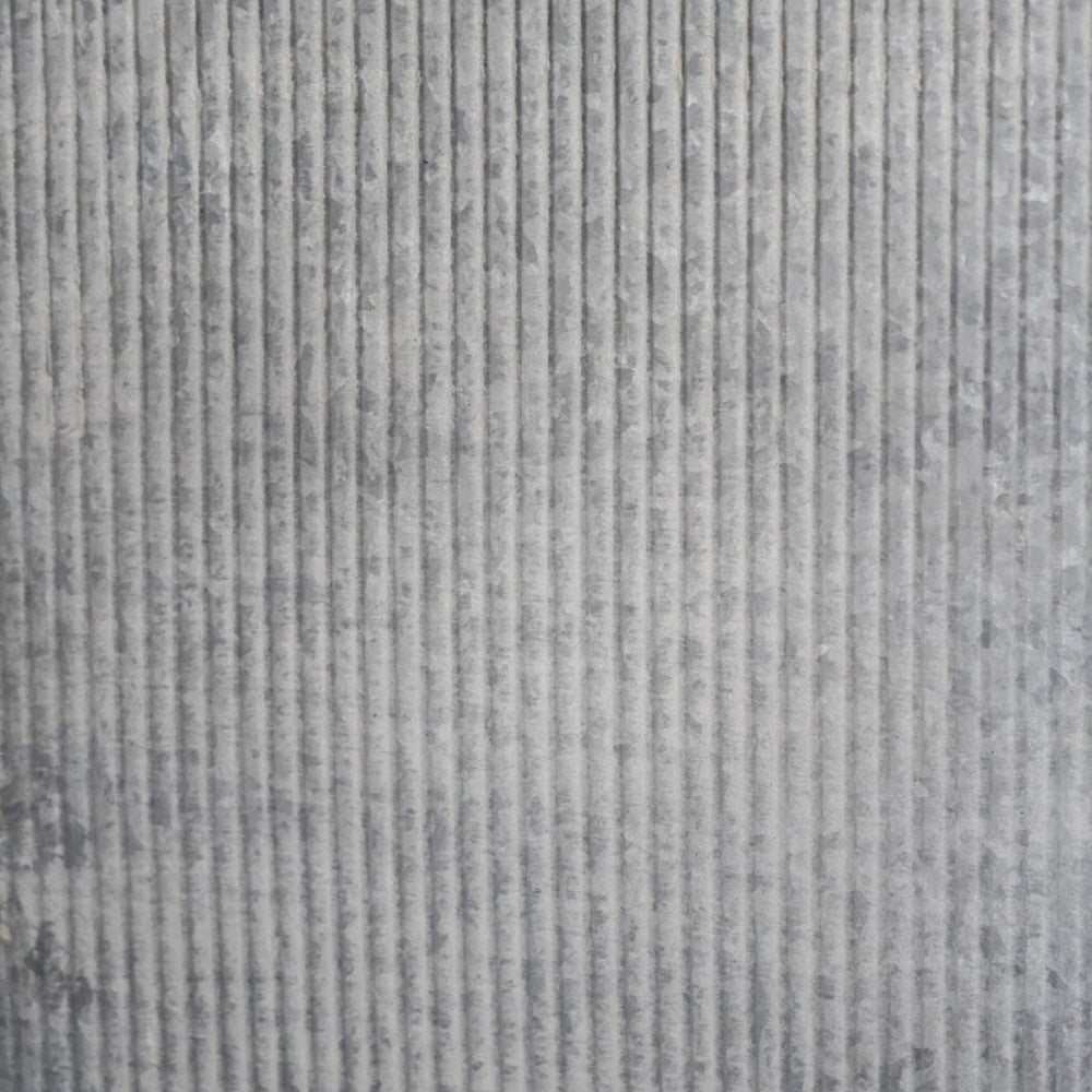 close up of galvanised steel plant pot