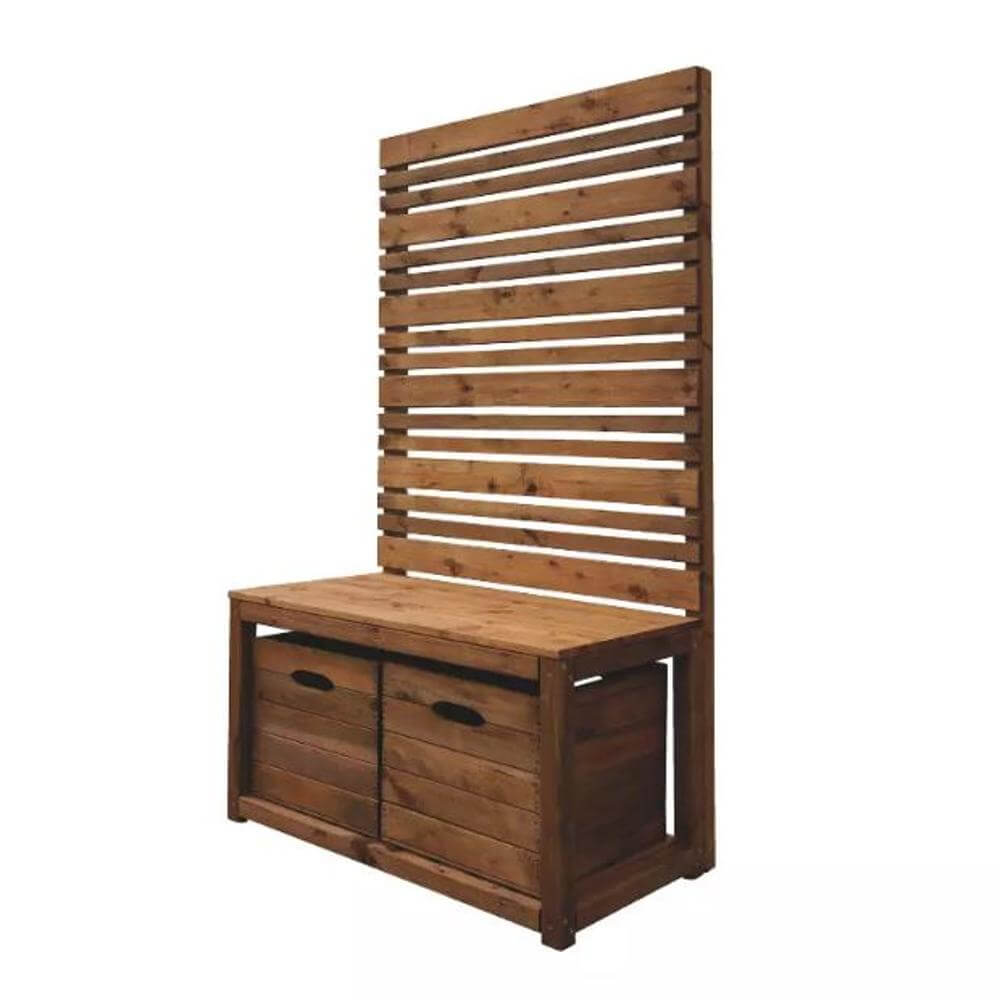 garden bench with slatted privacy screen