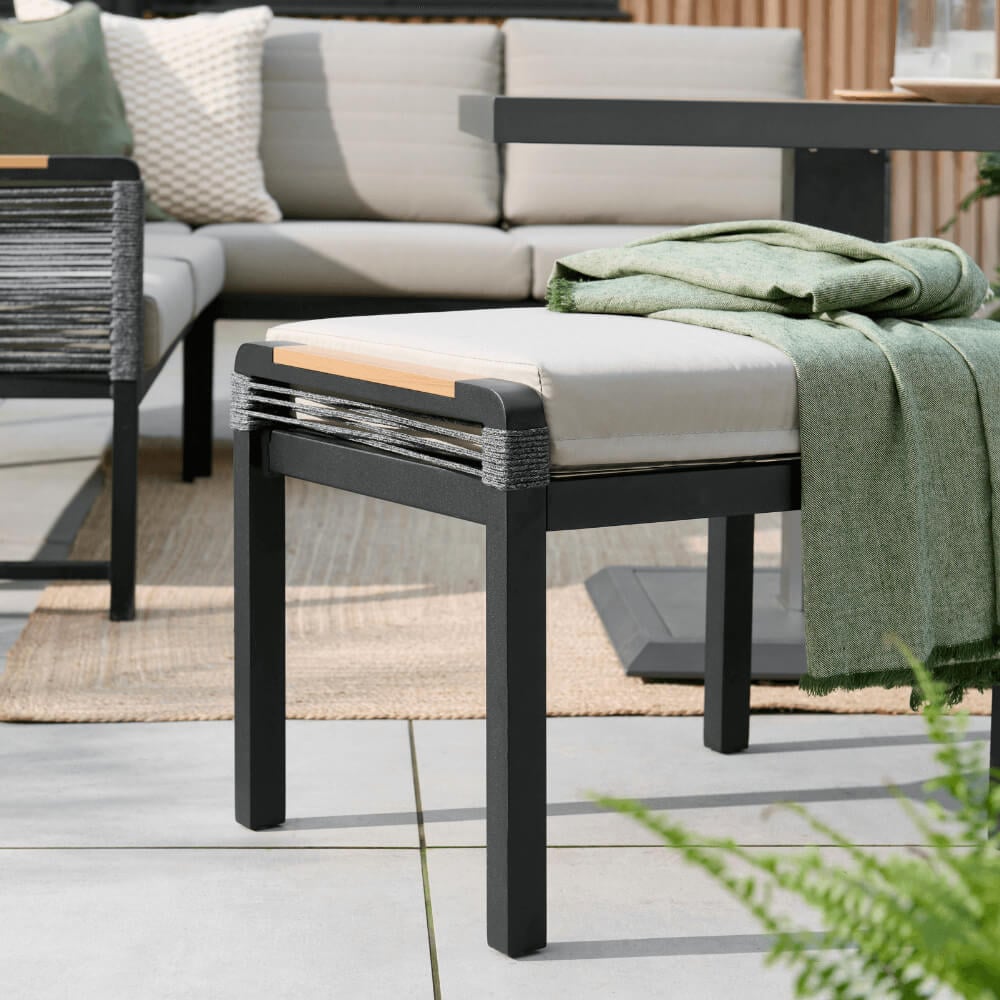 outdoor garden stool beige with cushions