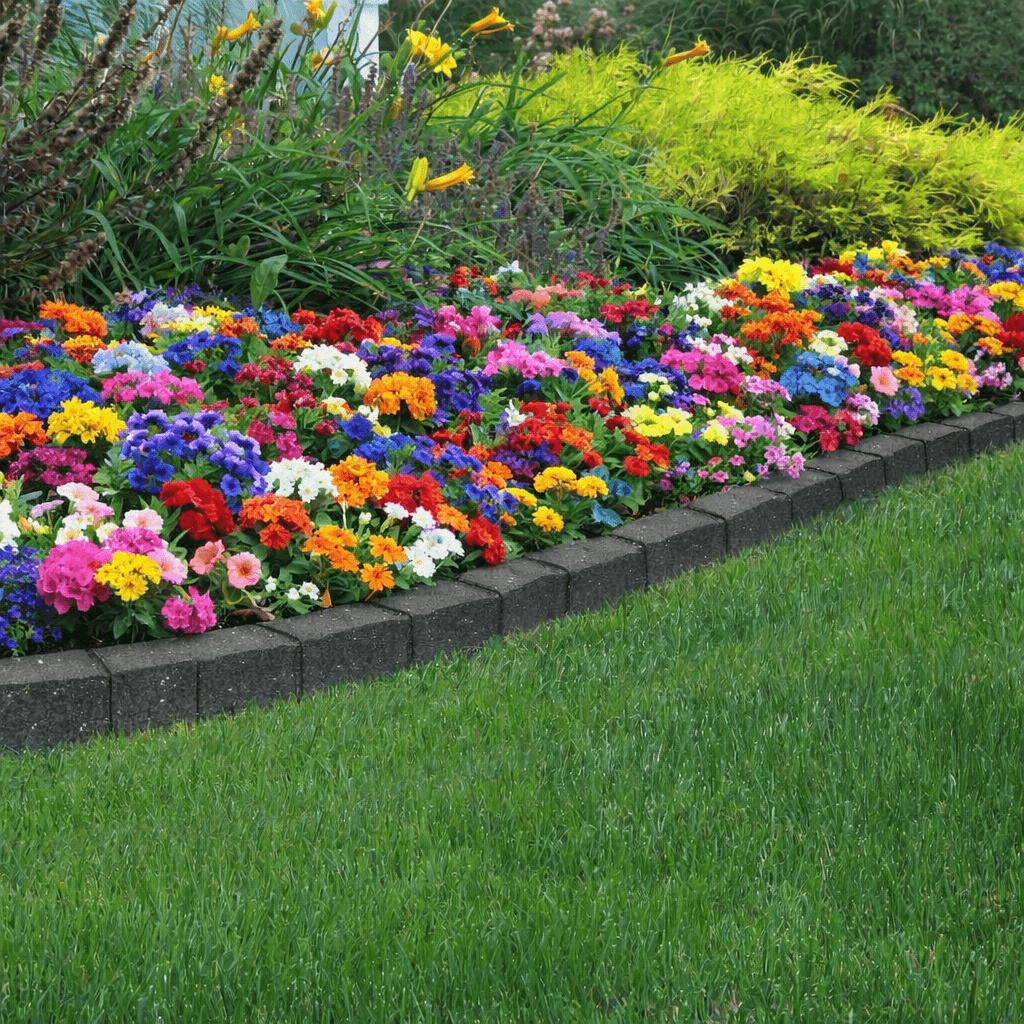 Roman Stone Garden Border Rubber Lawn Edging UK Grey 1.2m Long