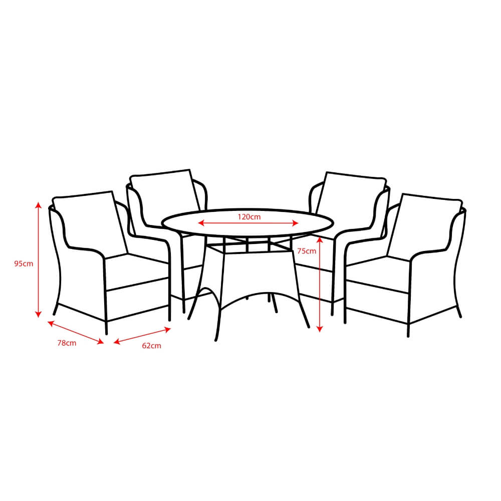 Garden Dining Set Rattan 4 Seater- Wroxham