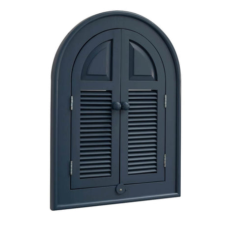 Arch mirror for garden with shutters dark grey