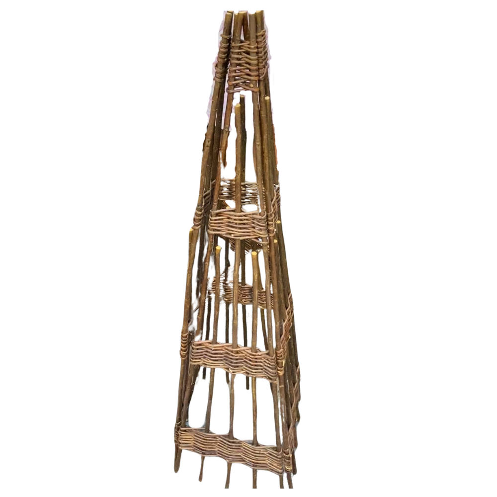 Wicker garden trellis on a white background