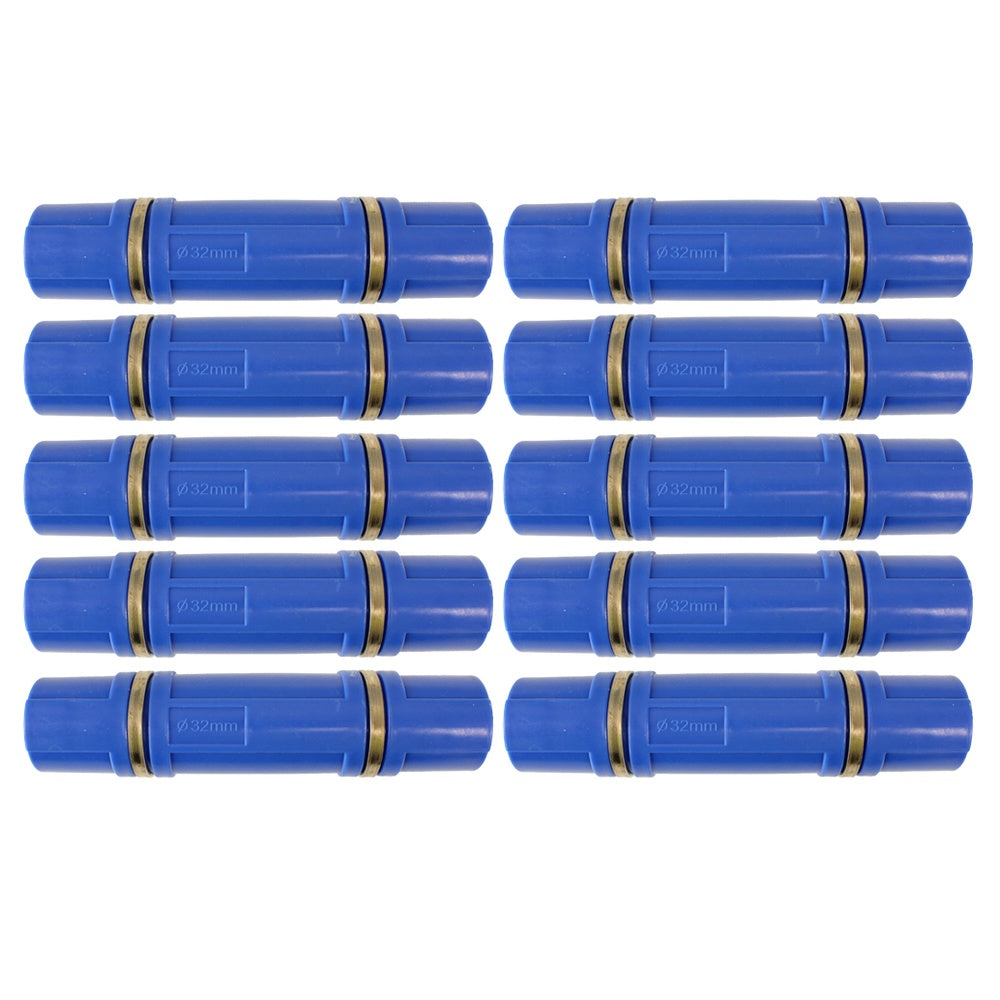 Ten large blue heavy duty pipe clips for garden cages